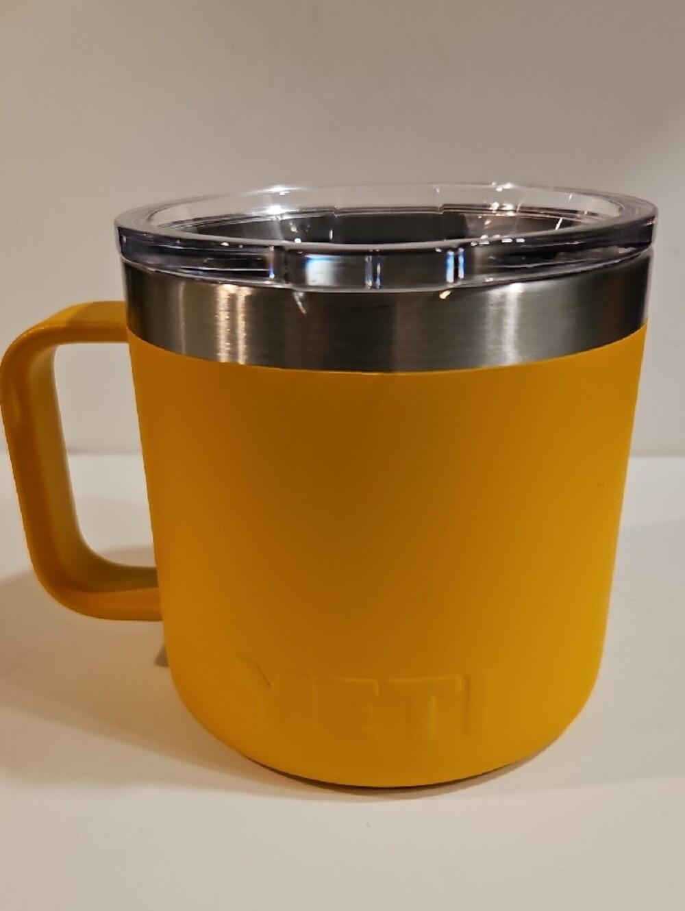 Yeti 14 Oz. Yellow Insulated Travel Mug with Handle and Clear Lid - Picture 2 of 5